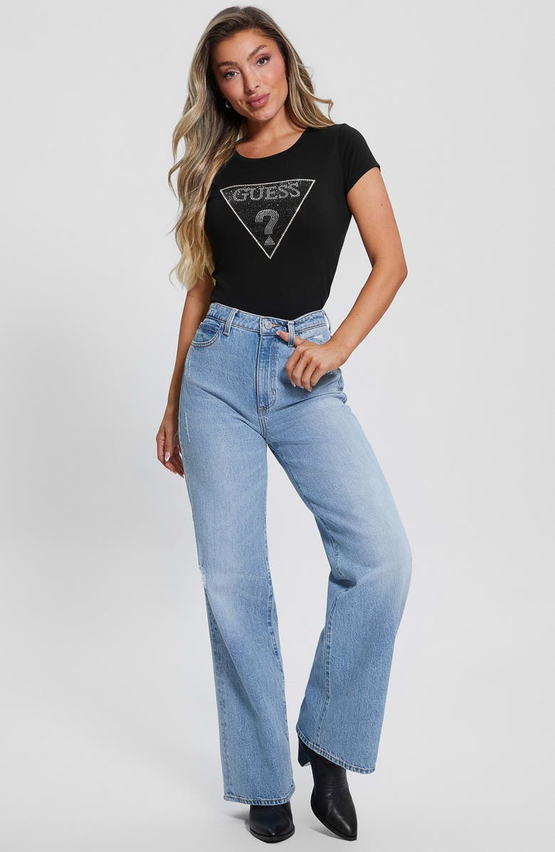 GUESS Crystal Logo T-Shirt, Alternate, color,