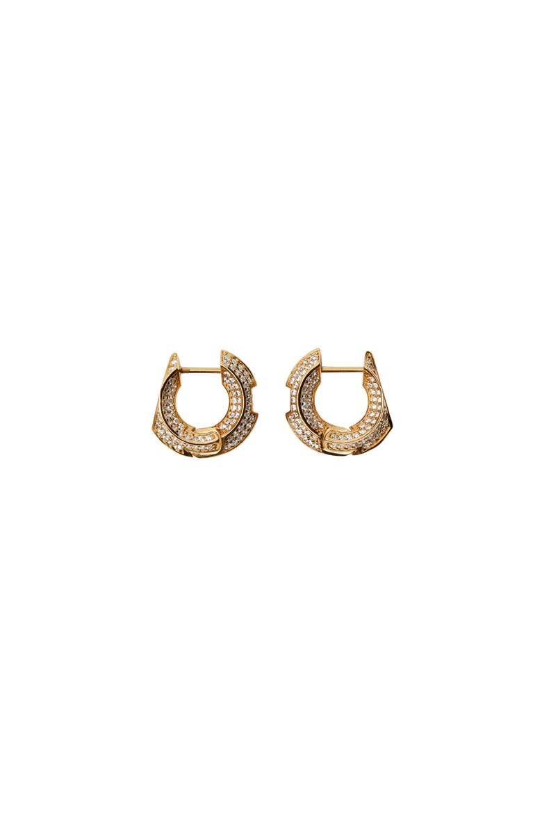 Hollow Pavé Hoop Earrings, Main, color, Gold/clear