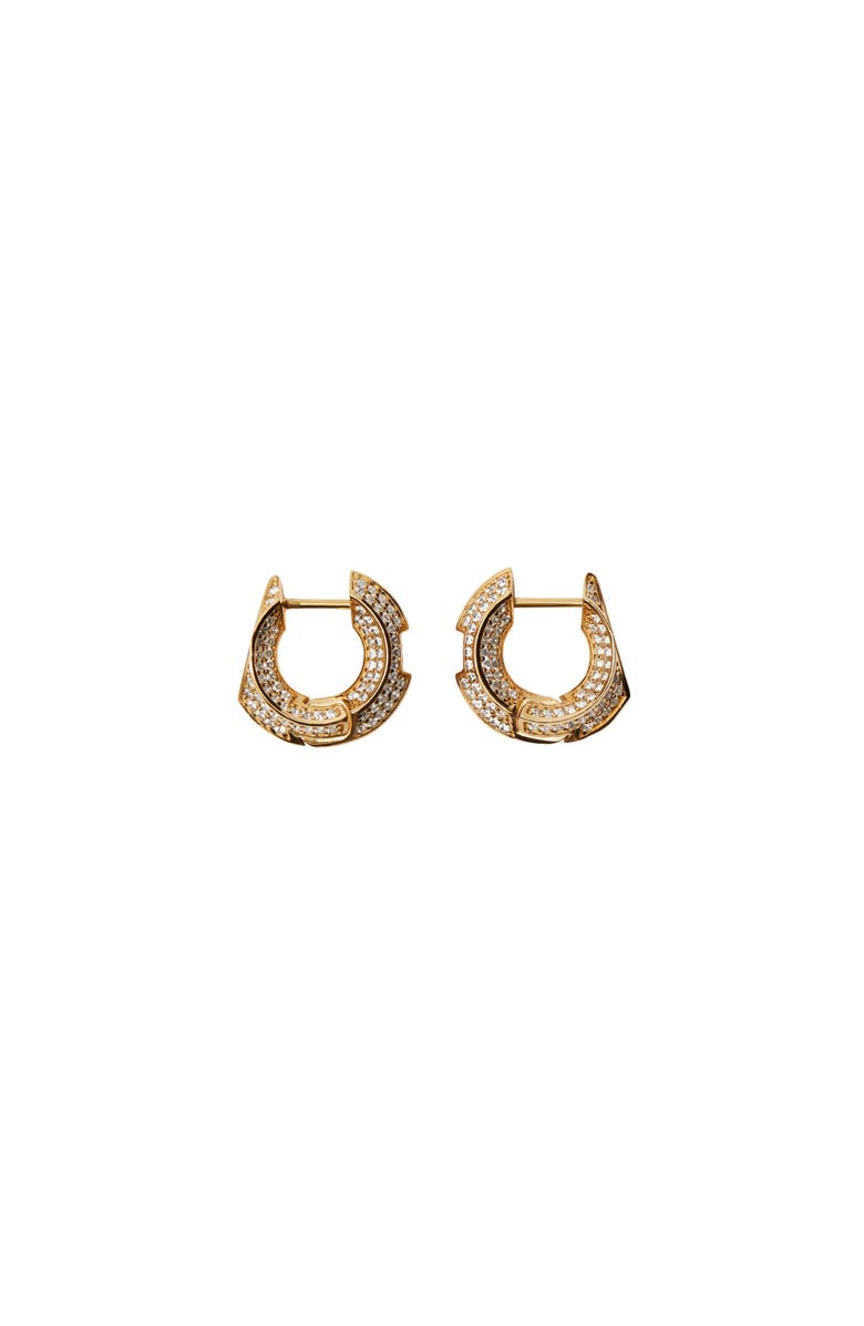 Burberry Hollow Pavé Hoop Earrings, Main, color, Gold/Clear