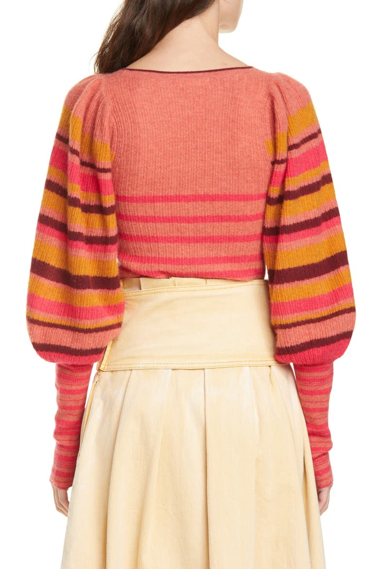 Kariana Stripe Cashmere Sweater, Alternate, color, CERISE