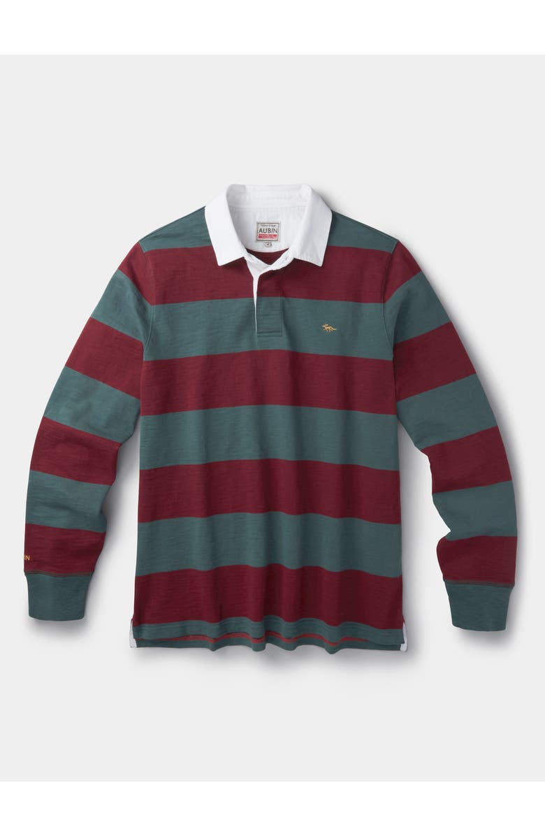 Aubin Irnham Long Sleeve Collared Rugby Shirt, Alternate, color, Forest/Burgundy Stripe