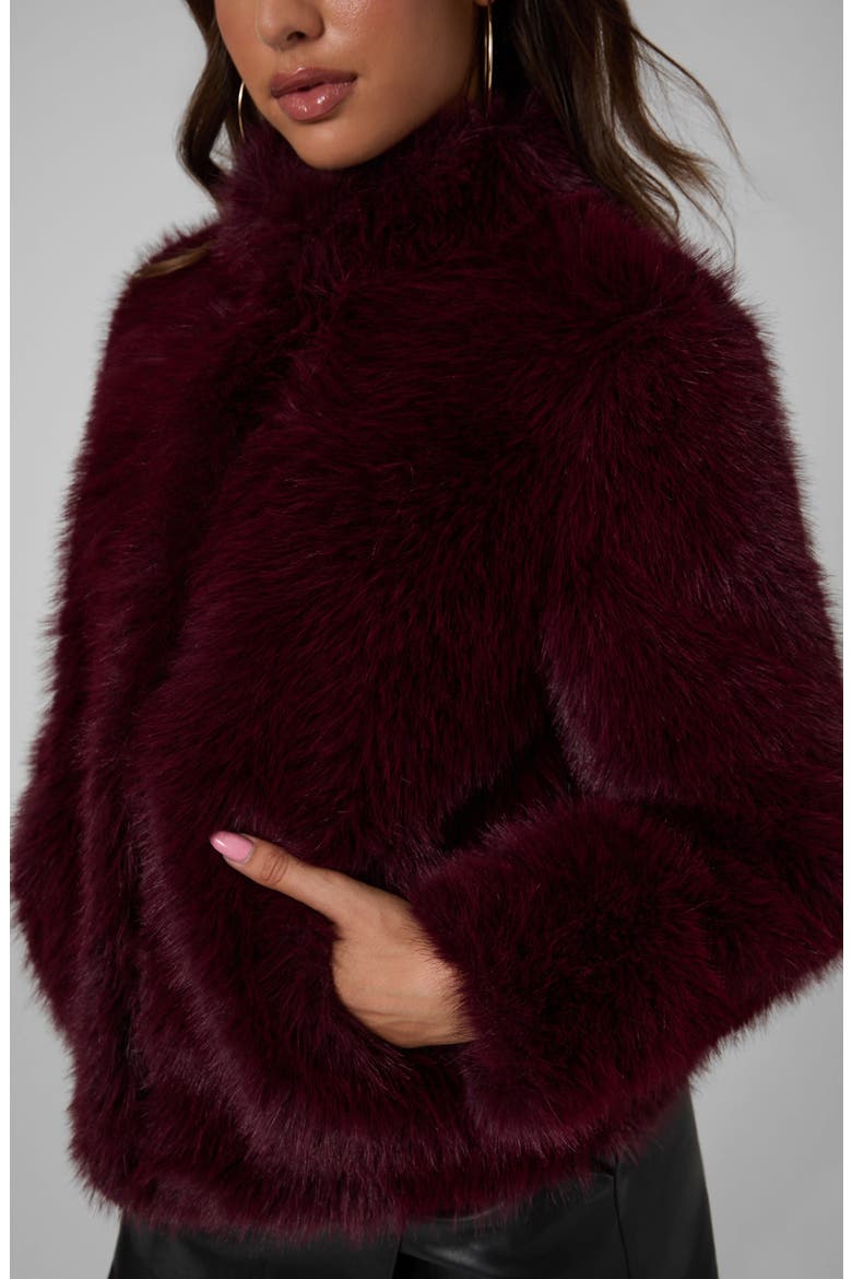 New Luna Faux Fur Jacket, Alternate, color, WINE