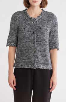 Calvin Klein Fringe Button Sweater