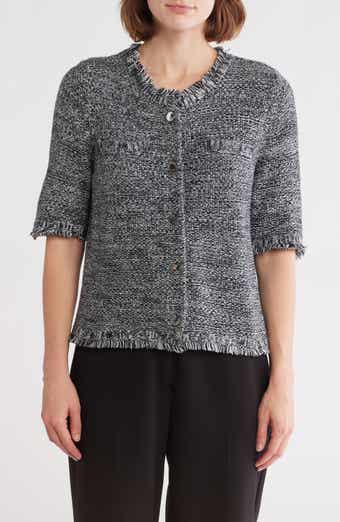 Calvin Klein Fringe Button Sweater