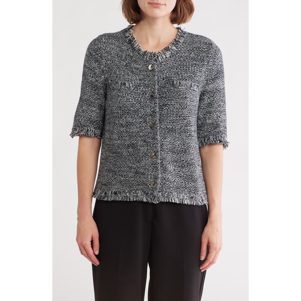 CALVIN KLEIN CALVIN KLEIN FRINGE BUTTON SWEATER