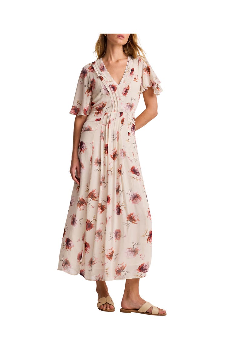 MINT VELVET Soft Bloom Button-Front Midi Dress, Main, color, Cream