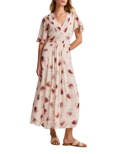 Soft Bloom Button-Front Midi Dress