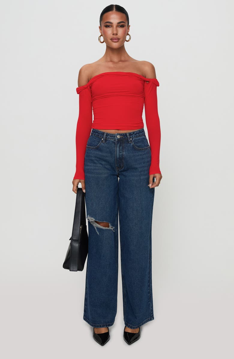 Princess Polly Dusky Twisted Off the Shoulder Long Sleeve Top, Alternate, color, 