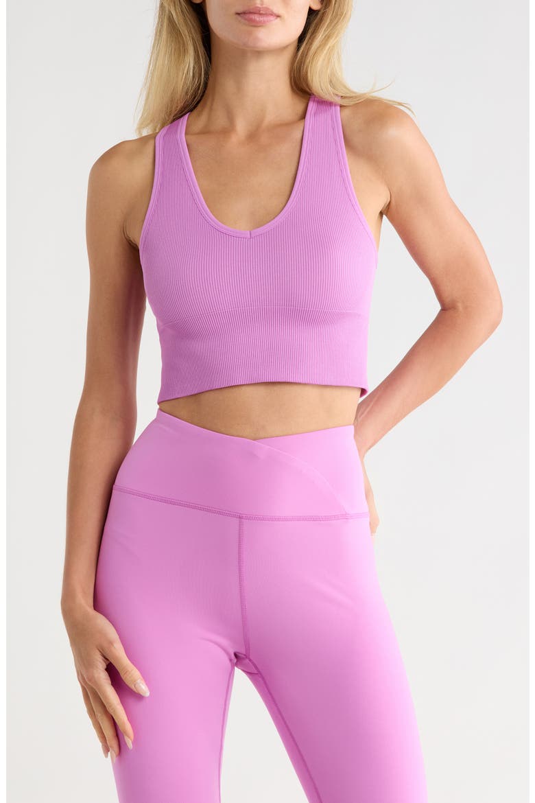 Rib Seamless Highline V-Neck Tank, Main, color, PINK BLOOM