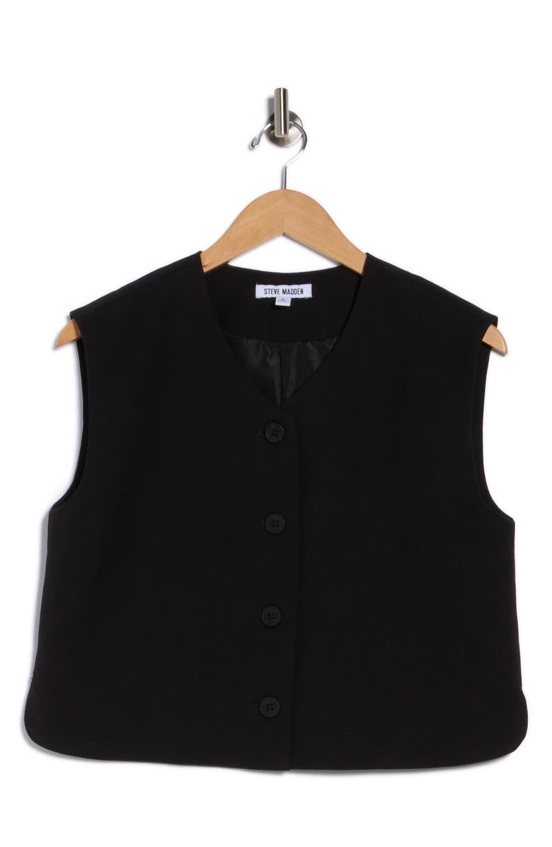 Steve Madden Boxy Cropped Vest, Alternate, color, Black