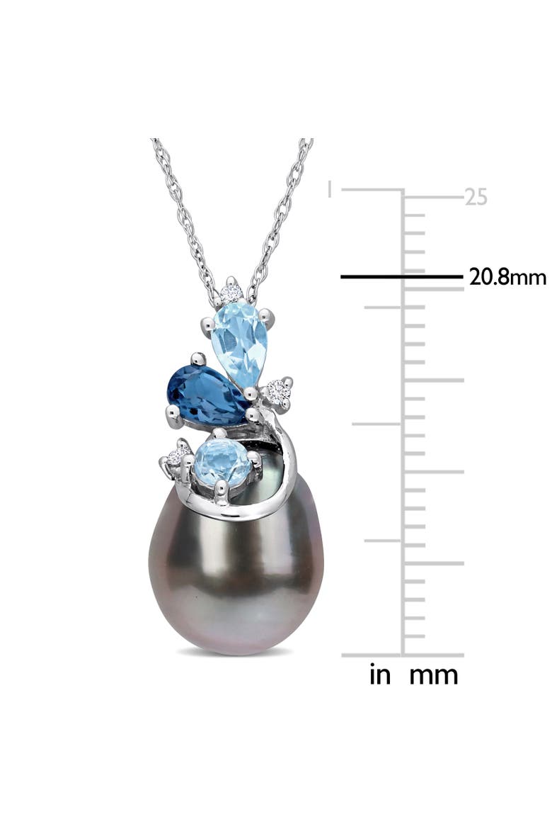 Tahitian Pearl Blue Topaz & Diamond Necklace 14k, Alternate, color, Cultured Tahitian Pearl