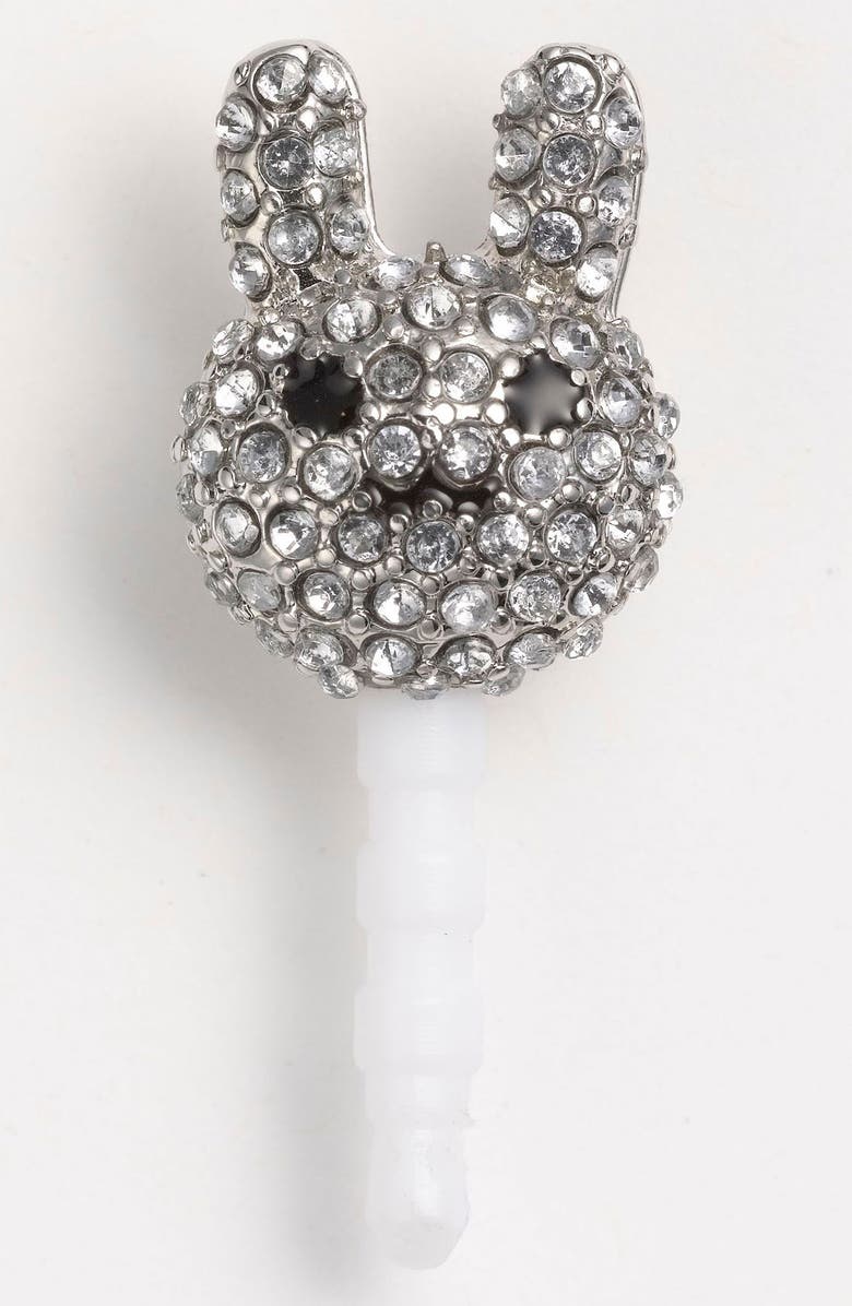 Carole Rhinestone Bunny Earphone Jack Plug, Alternate, color,