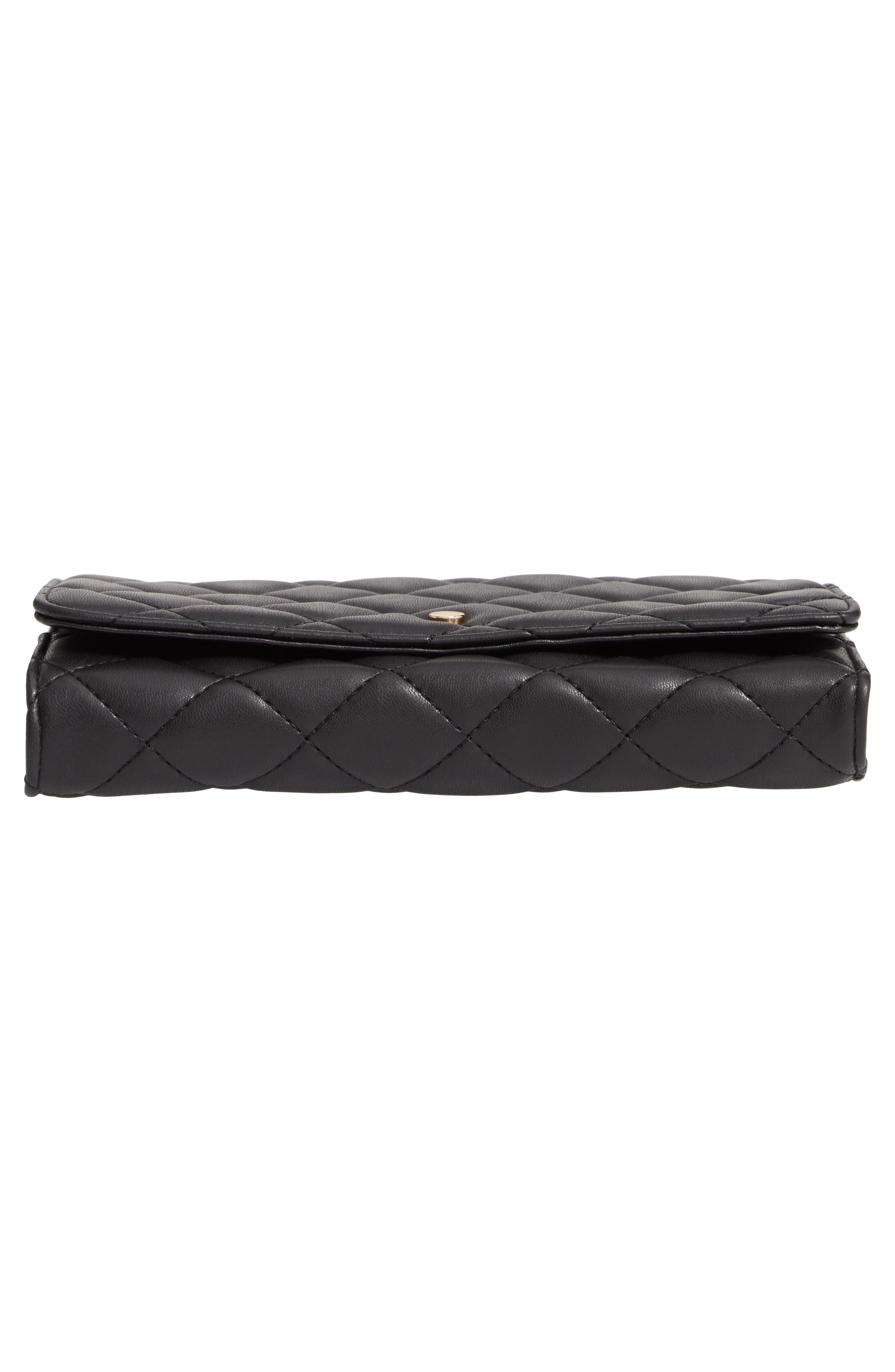 Ciara Quilted Vegan Leather Convertible Clutch, Alternate, color, BLACK