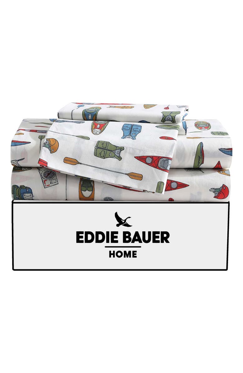 Eddie Bauer Kayak Adventure Cotton Sheet Set, Alternate, color, White/ Red/ Blue