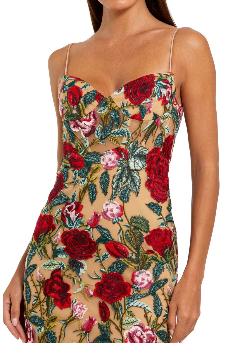 Floral Embroidered Off The Shoulder Gown, Alternate, color, Nude Multi