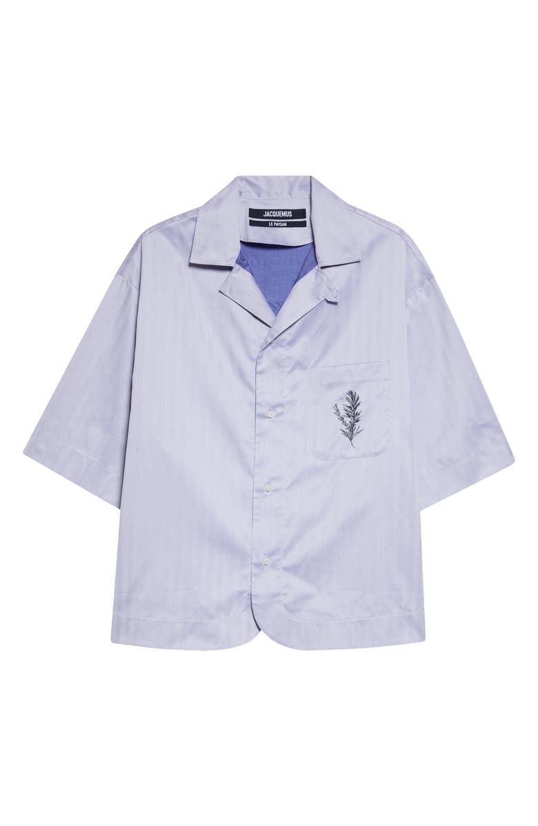 Jacquemus La Chemise Gardian Rosemary Graphic Camp Shirt, Alternate, color, Rosemary Light Blue