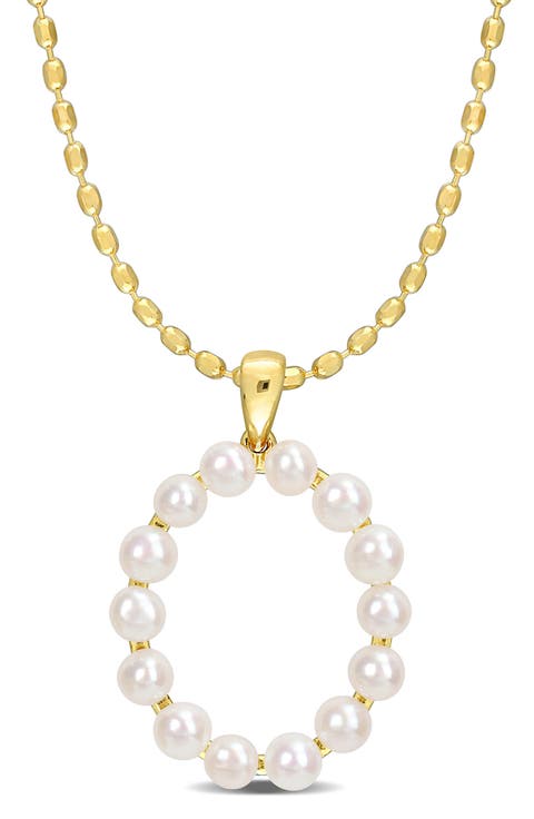 3.5-4mm Freshwater Cultured Pearl Initial Pendant Necklace