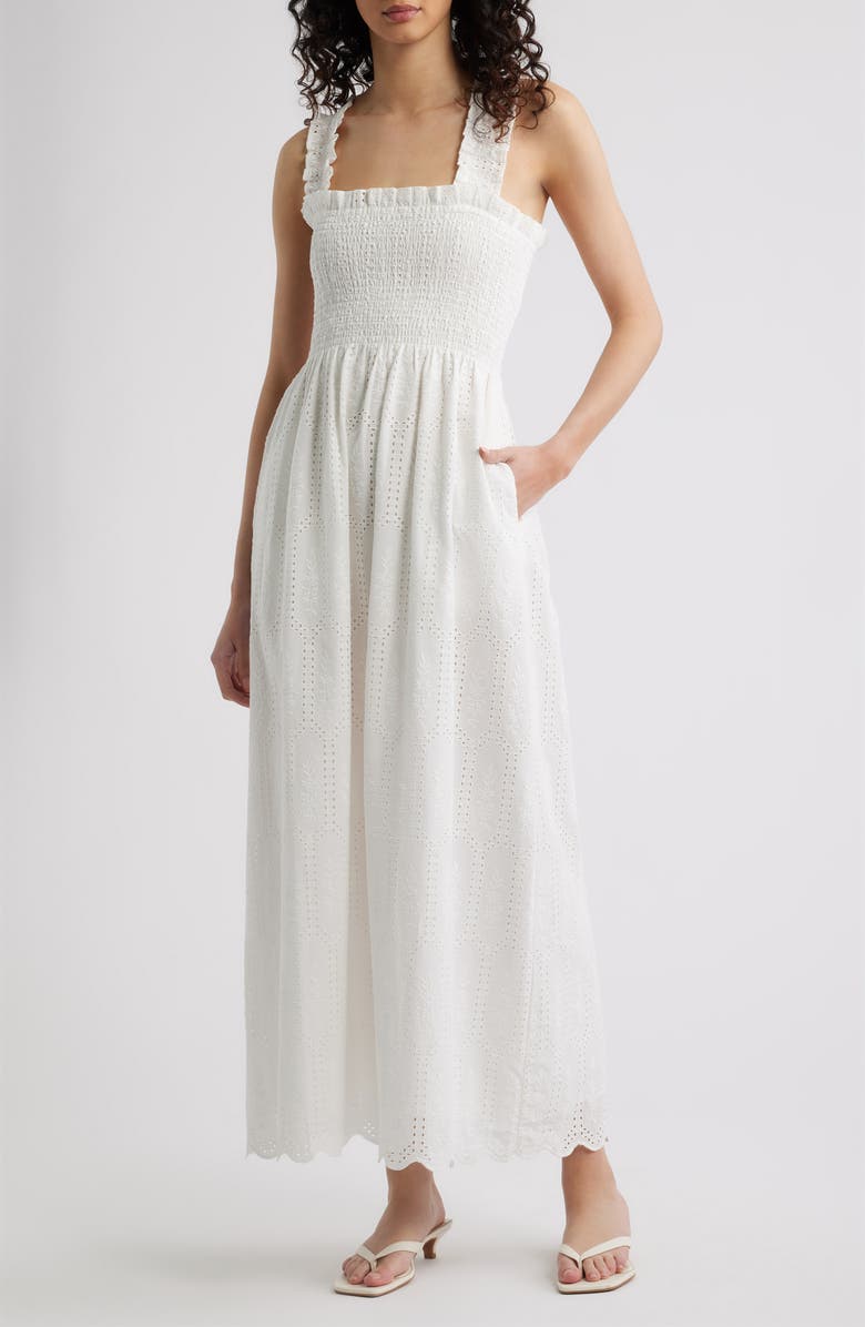 Hill House Home The Ashlyn Eyelet Nap Maxi Dress, Main, color, White