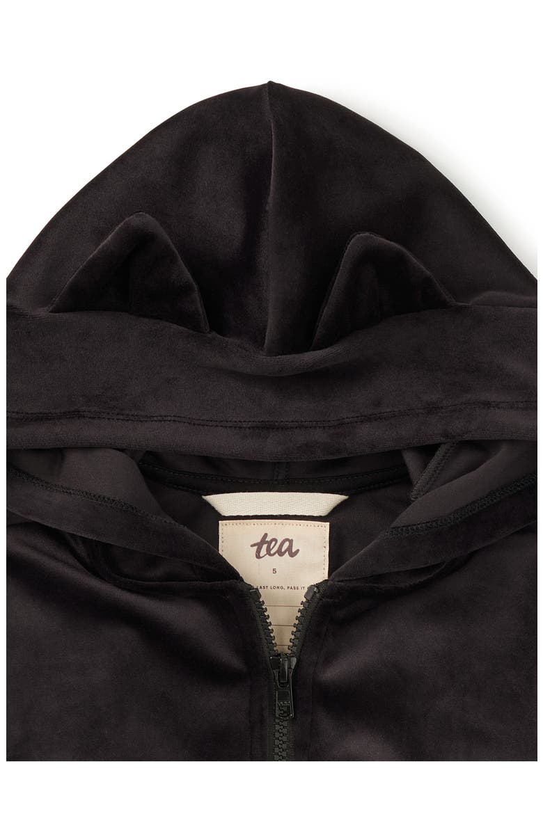 Cat Ears Velour Hoodie, Alternate, color, Jet Black