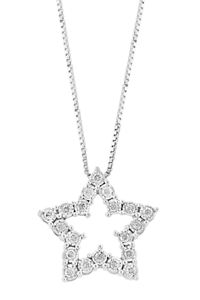 Sterling Silver Diamond Star Pendant Necklace, Alternate, color, SILVER
