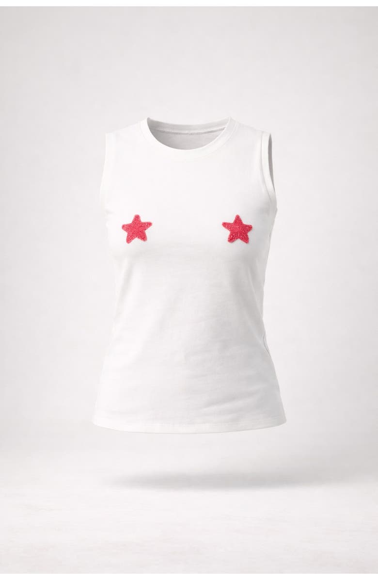 Sable Dos Estrellas Organic Cotton Graphic Tank, Main, color, Blanco