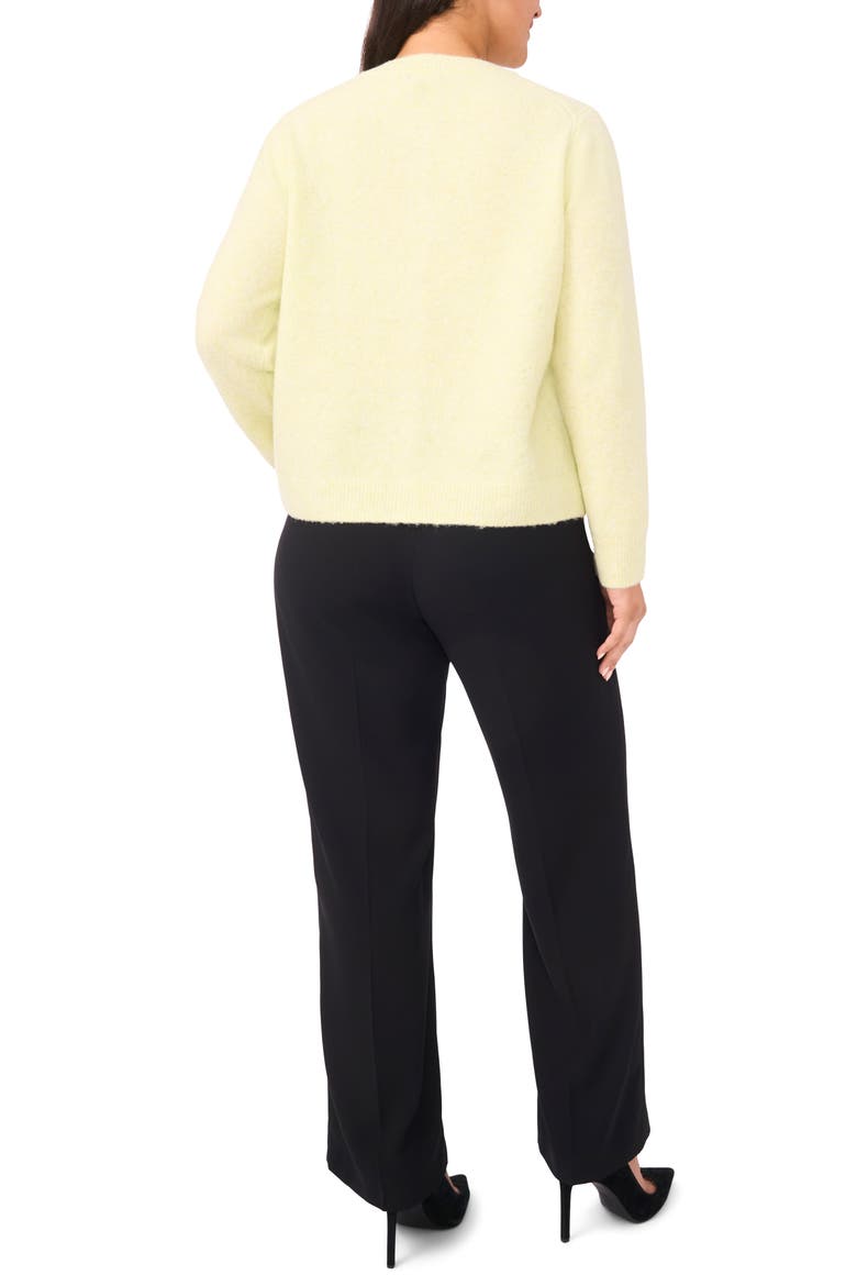 Fuzzy Crewneck Cardigan, Alternate, color, WHITE JADE