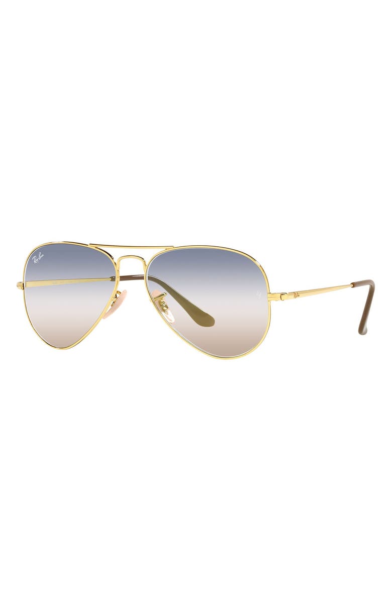 Ray-Ban Aviator Metal II 62mm Gradient Oversize Pilot Sunglasses, Alternate, color, Arista/ Clear Blue