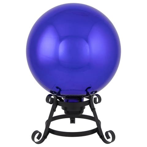 Mirrored Glass Outdoor Garden Gazing Ball - 10" - Blue