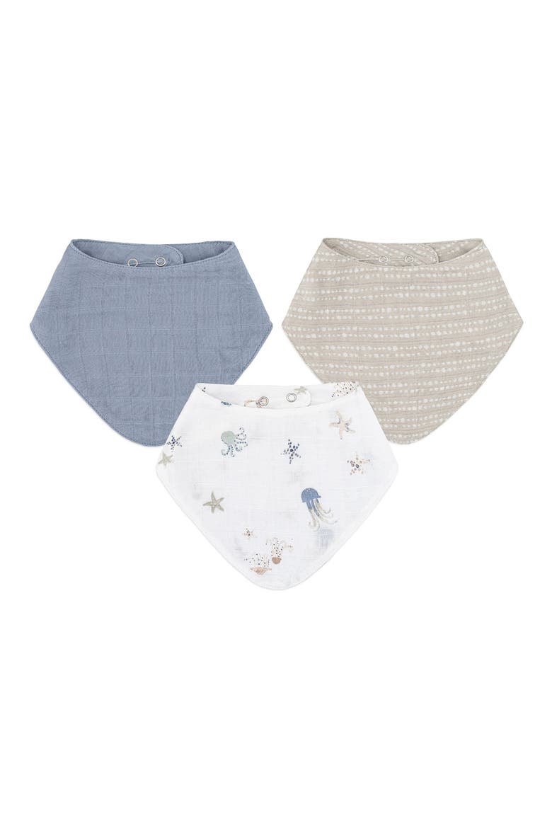 3-Pack Cotton Muslin Bandana Baby Bibs, Main, color, BLUE