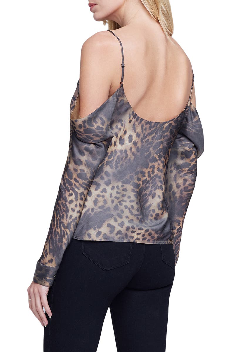 L'AGENCE Zion Leopard Cold Shoulder Top, Alternate, color, 