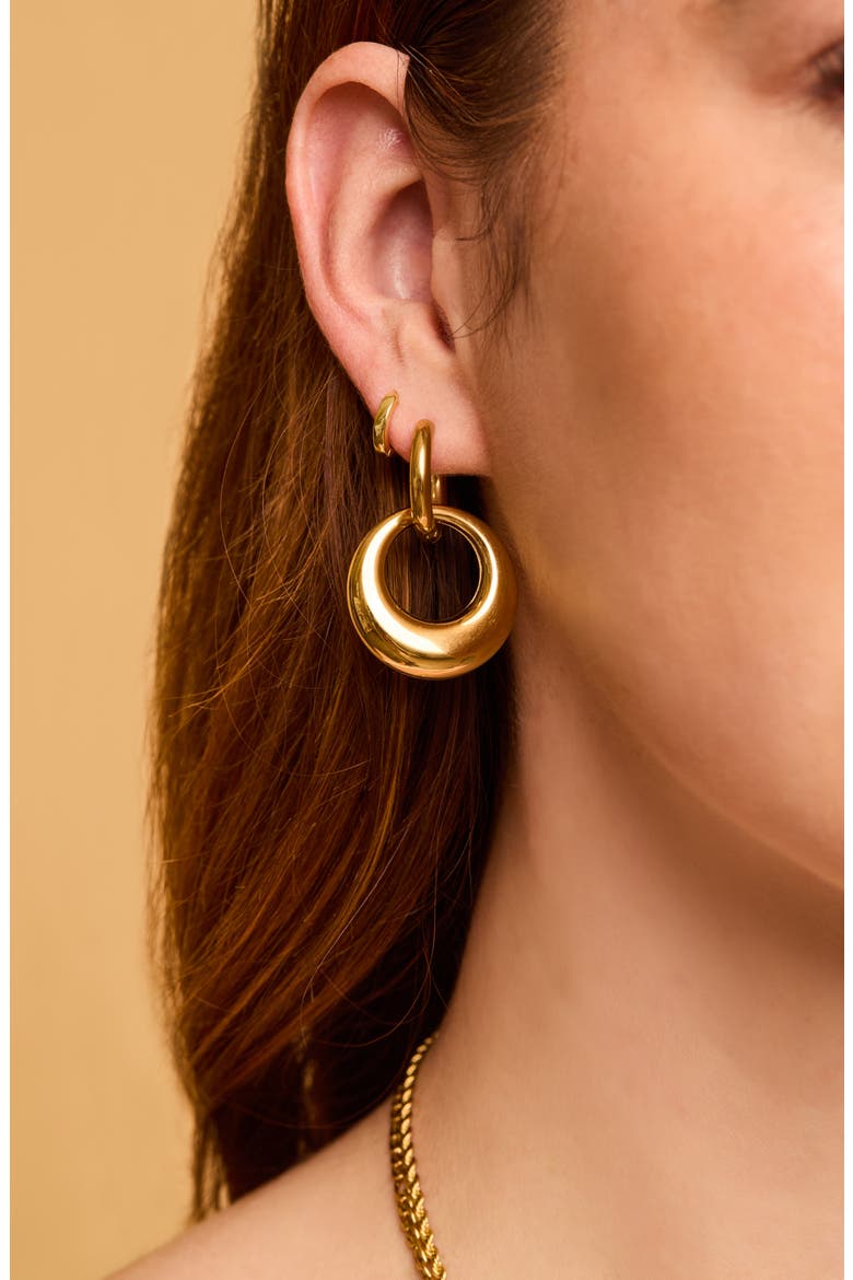 Double Drop Hoop Earrings, Alternate, color, GOLD