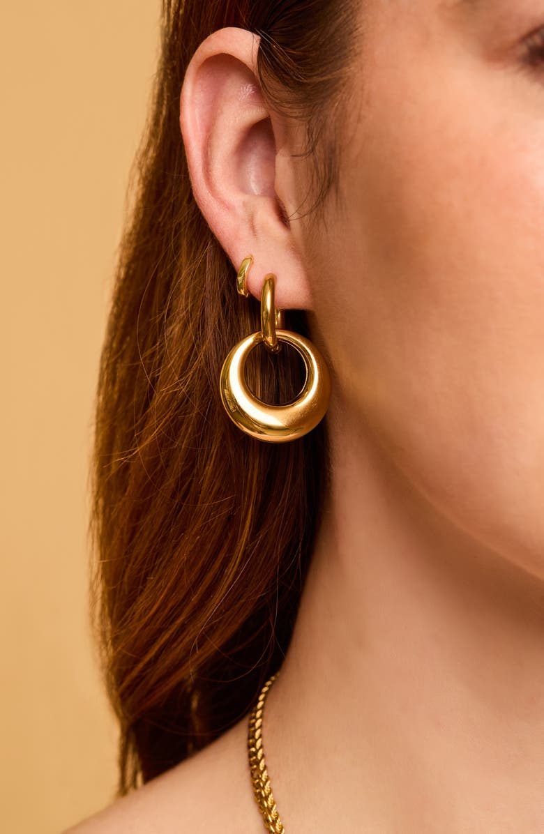 Petit Moments Double Drop Hoop Earrings, Alternate, color, Gold