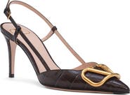 Valentino Garavani VLOGO Signature Croc Embossed Slingback Pump