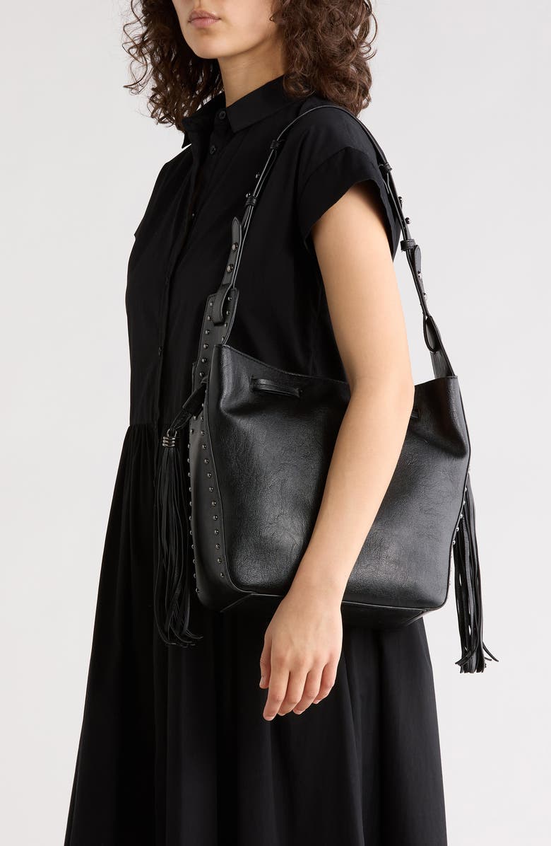 Steve Madden Suri Faux Leather Bucket Bag, Alternate, color, Black