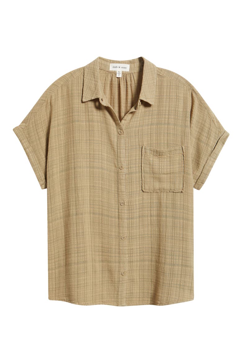 Plaid Short Sleeve Button-Up Shirt, Alternate, color, WILLOW TREE