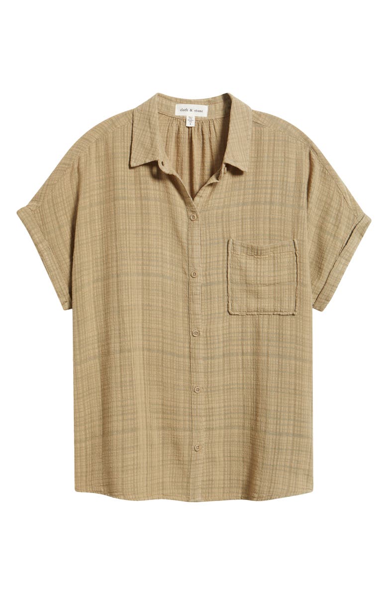 Cloth & Stone Plaid Short Sleeve Button-Up Shirt, Alternate, color, Willow Tree