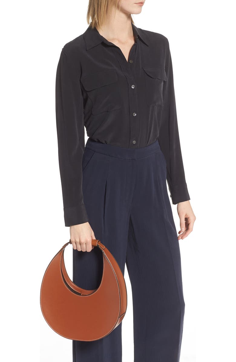 STAUD Leather Moon Bag, Alternate, color, Tan