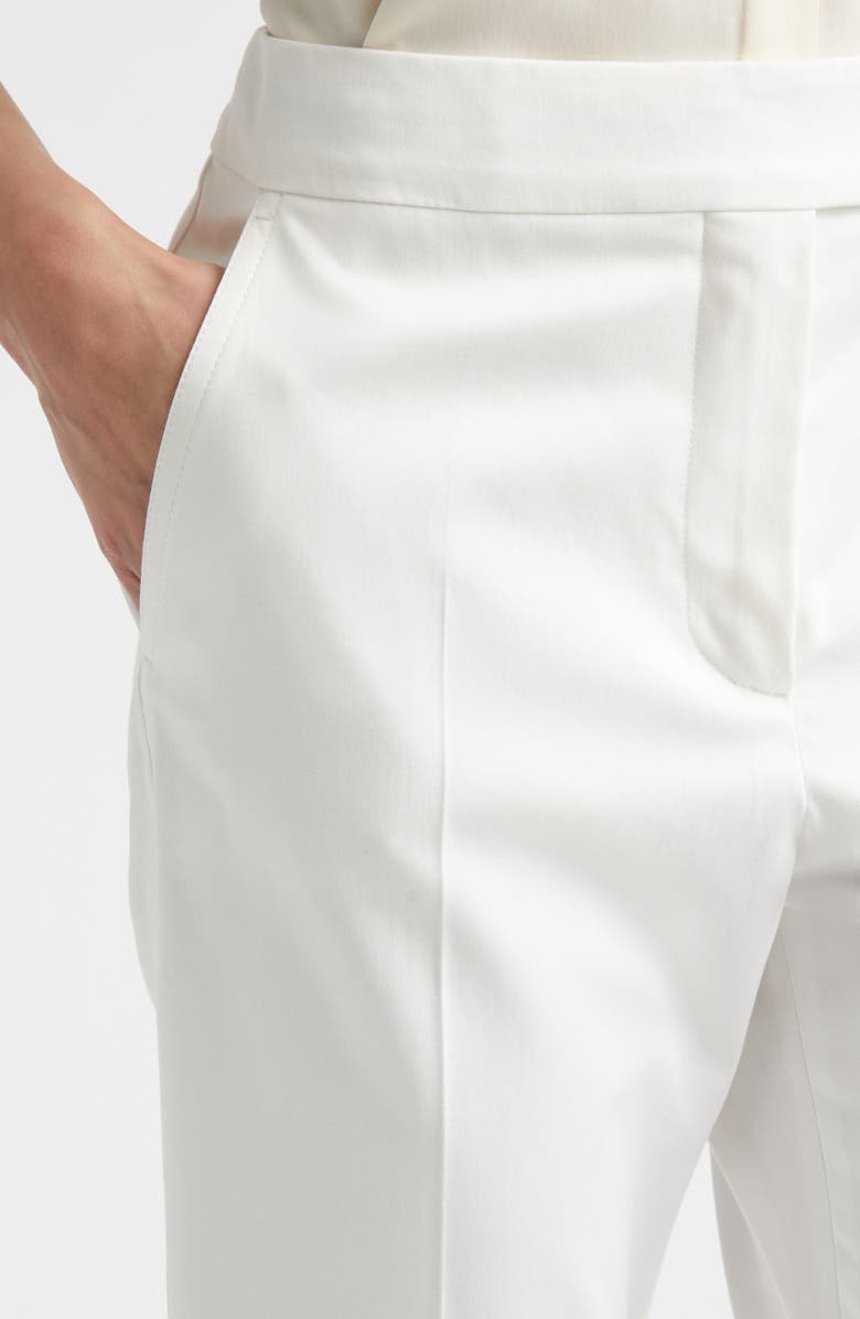 Max Mara Okra Crop Stretch Cotton Straight Leg Pants, Alternate, color, Silk