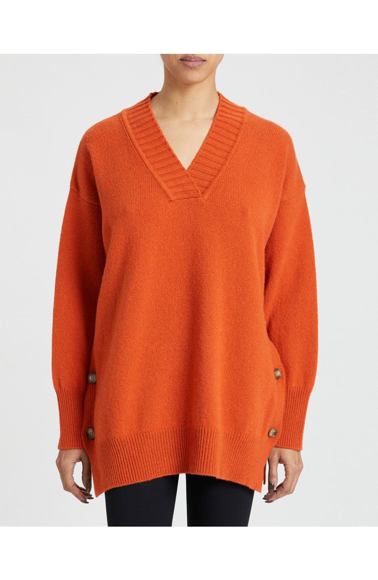 Santorelli ASHTON Oversize Wool and Cashmere Sweater with Side Buttons, Main, color,