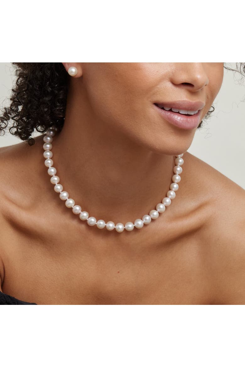 8.5-9.0mm Hanadama Akoya White Pearl Necklace, Main, color, Yellow Gold Clasp