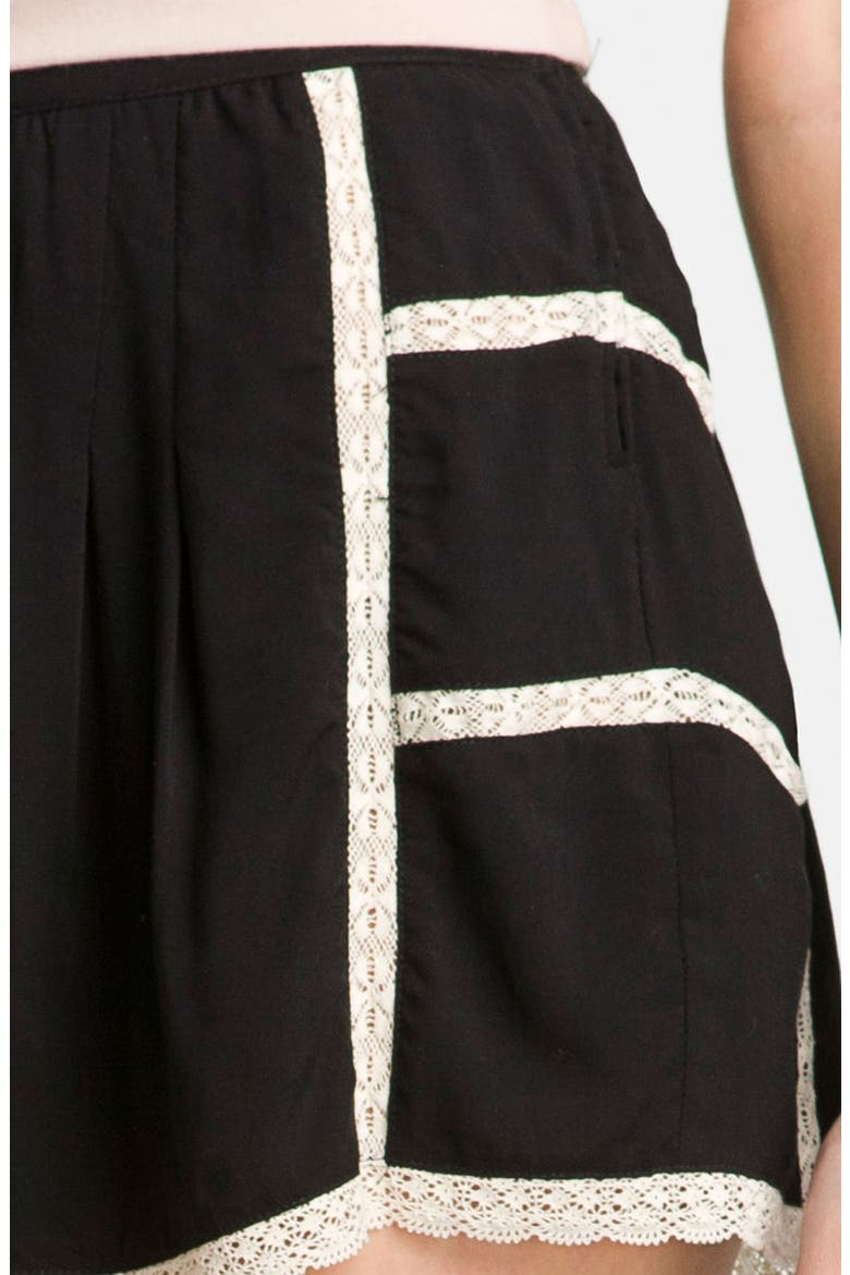 Lace Trim Tap Shorts, Alternate, color, BLACK