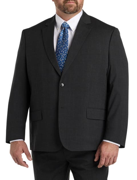 Big & Tall Jacket Relaxer Windowpane Suit Jacket