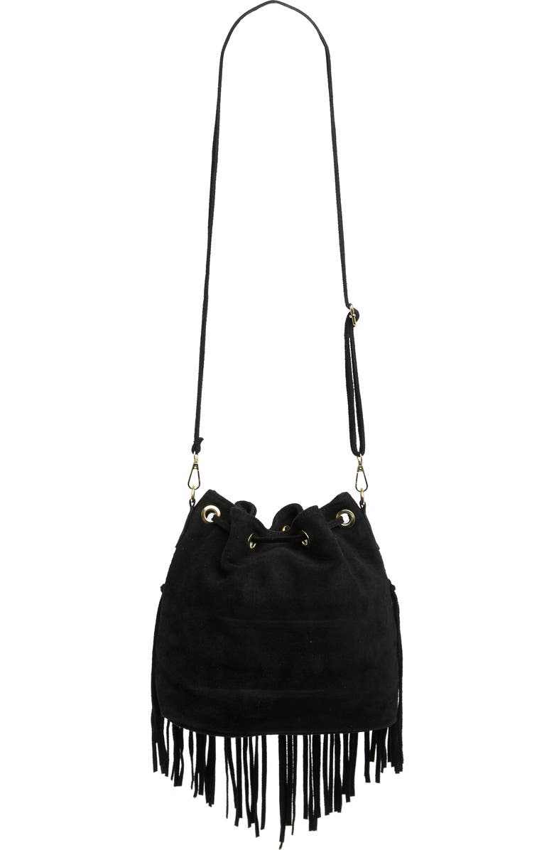 MASSIMO CASTELLO Fringe Suede Bucket Bag, Alternate, color,