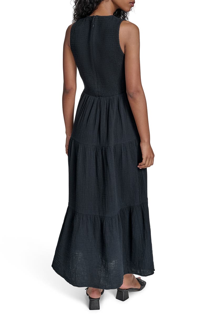 Smocked Sleeveless Tiered Cotton Gauze Maxi Dress