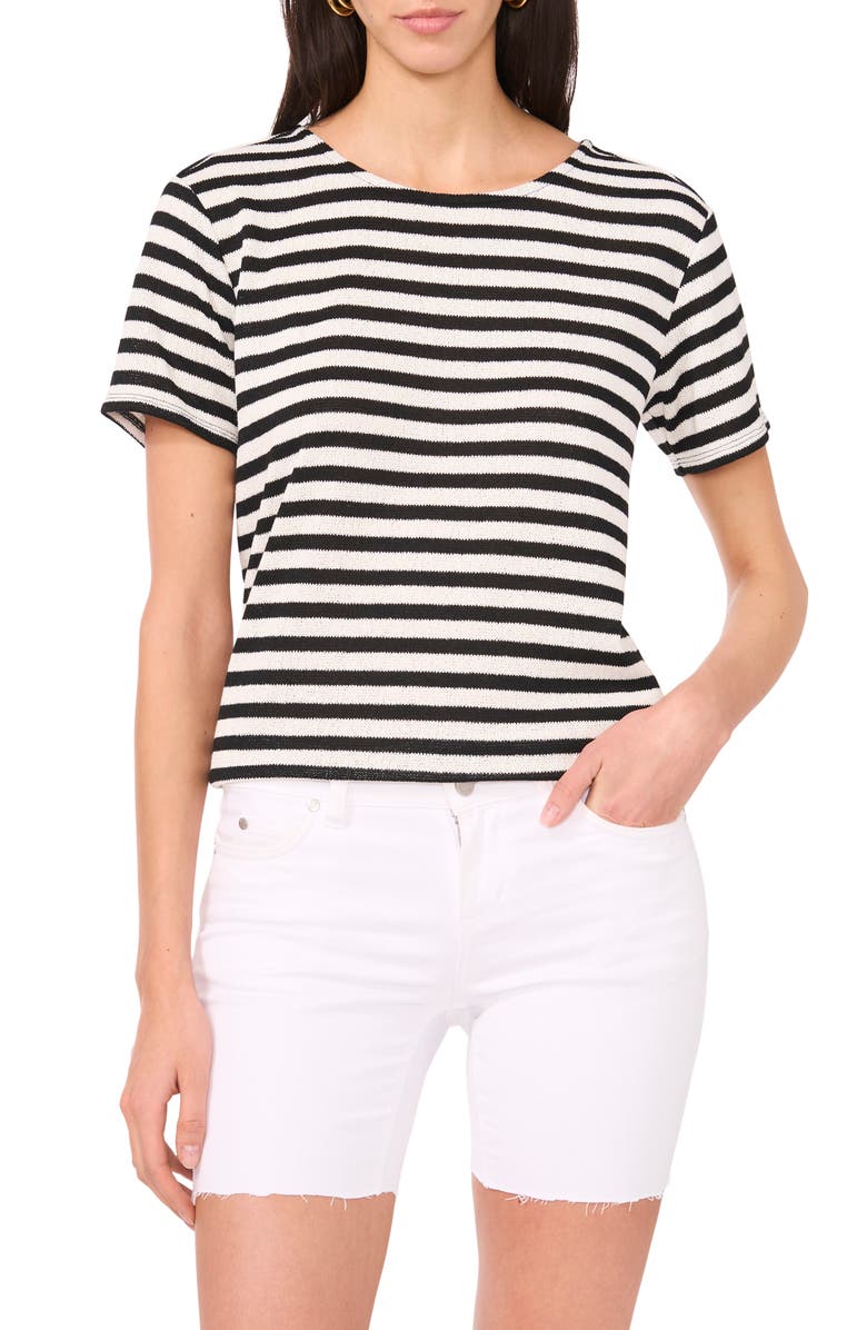 Vince Camuto Stripe Knit T-Shirt, Main, color, New Ivory