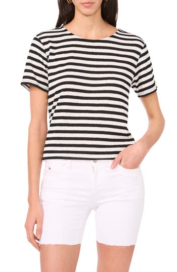 Vince Camuto Stripe Knit T-shirt In White