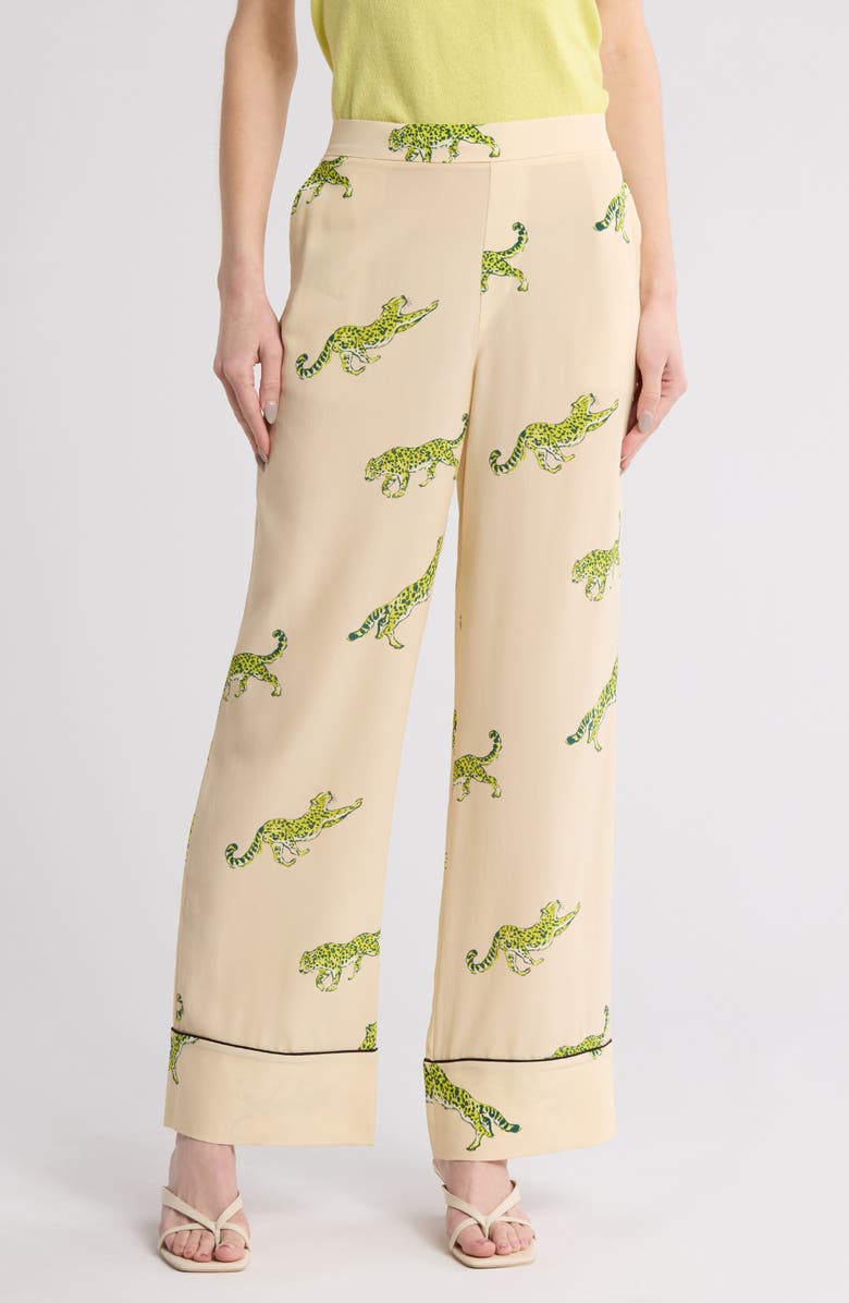 Equipment Joselyn Leopard Silk Pajama Pants, Main, color, 