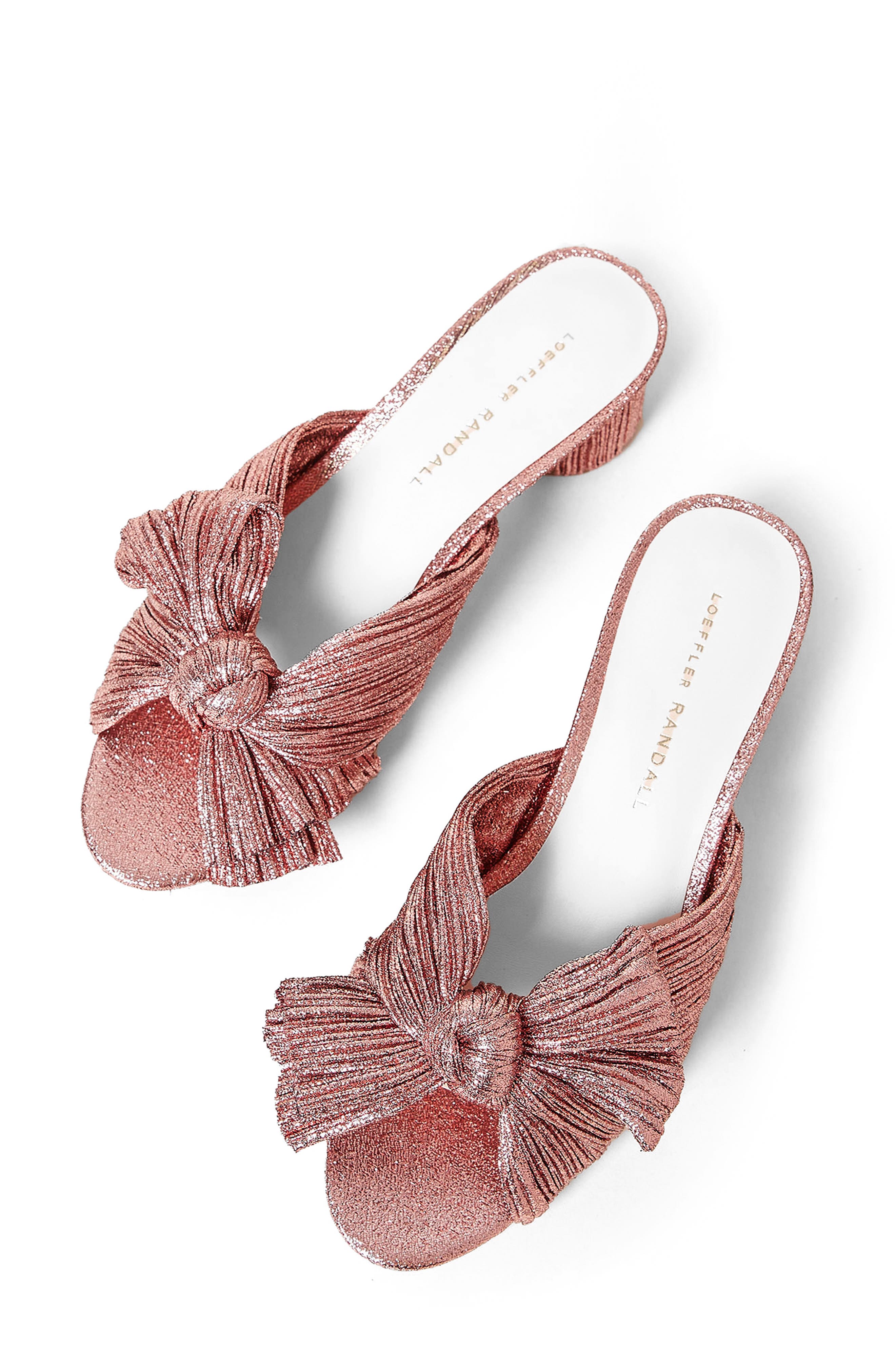 Loeffler Randall Emilia Rose Knotted Bow Sandal, Alternate, color, Metallic Rose