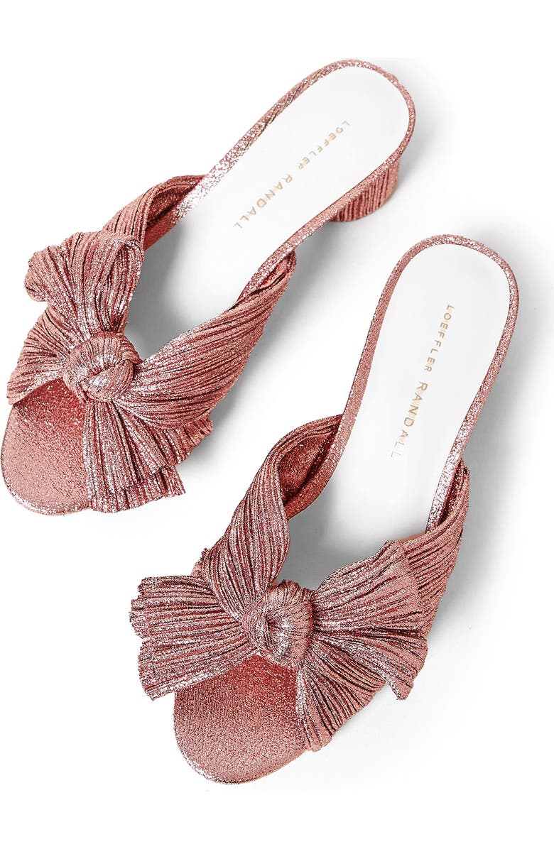 Loeffler Randall Emilia Rose Knotted Bow Sandal, Alternate, color, Metallic Rose