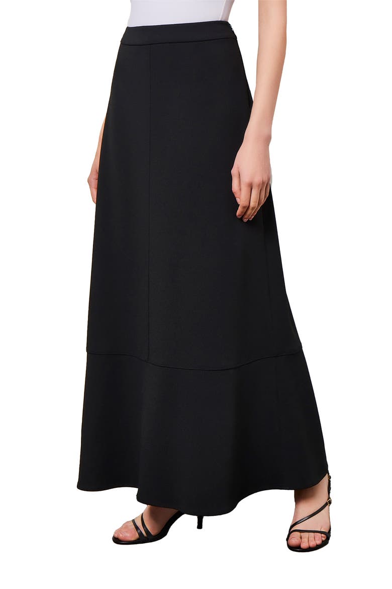Heritage Fit Flare Deco Crêpe de Chine Maxi Skirt, Alternate, color, BLACK